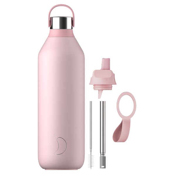 Chilly\'s Series 2 Bottle and Flip Lid Duo 340ml / 500ml / 1L Bundles Pink | TJ8467023